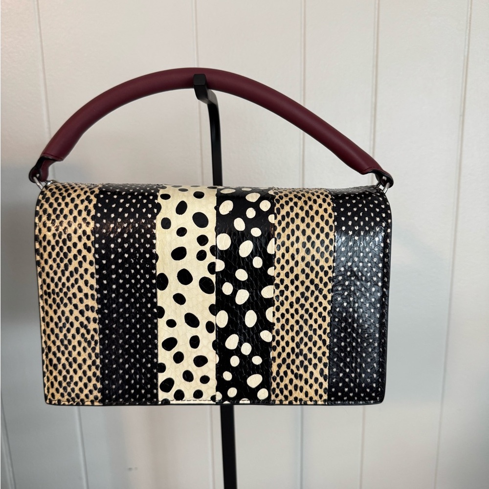 Diane Von Furstenberg Black and Cream Polka Dot Shoulder Bag